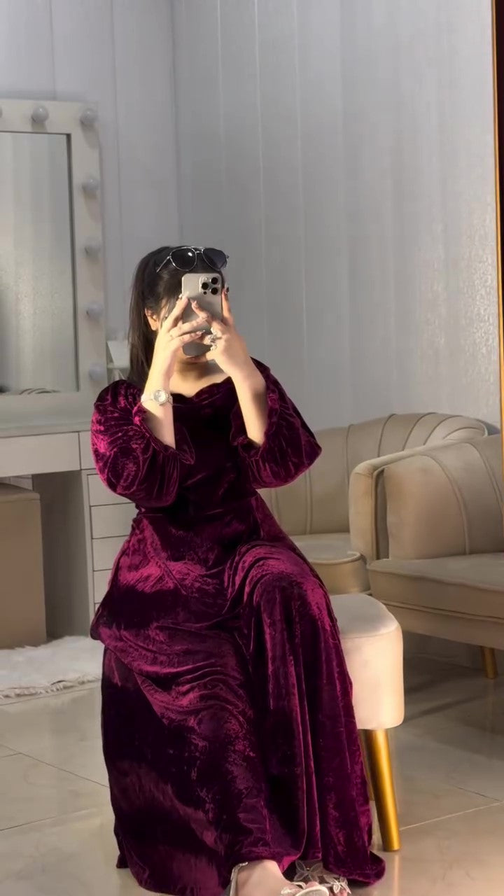 Nida velvet frock partywear