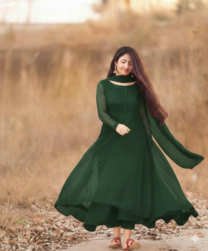 Entic Chiffon Dress 3piece Stitched