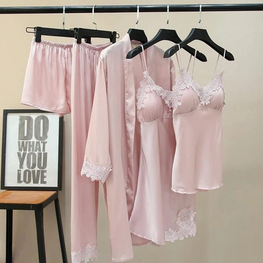 Luxe Silk Dream 5PC Set Nighty Set