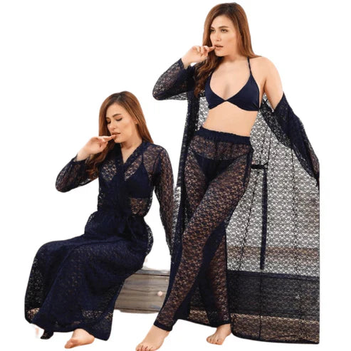 Transparent Allure 4PC Bridal Nighty