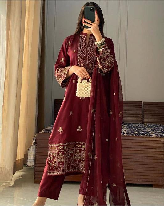 Seher 3pcs pret embroiderd