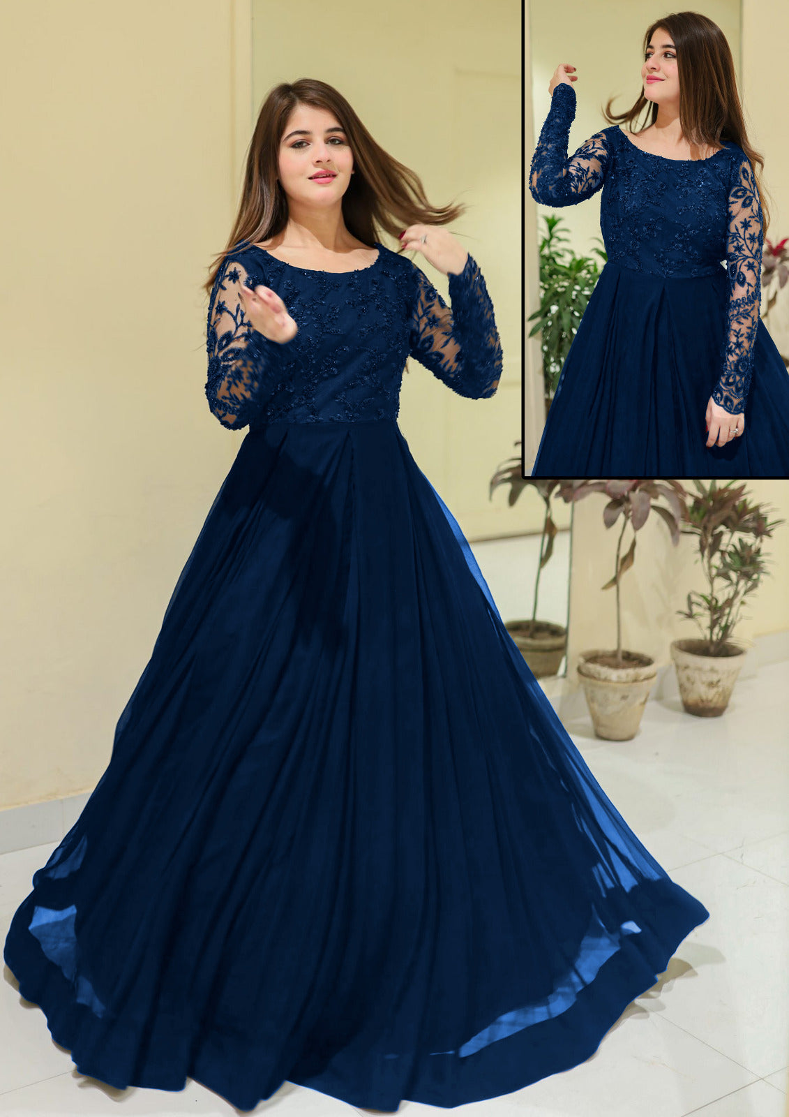 chiffon maxi dress pakistani Embellished Chiffon A-line Maxi Dress SEL01