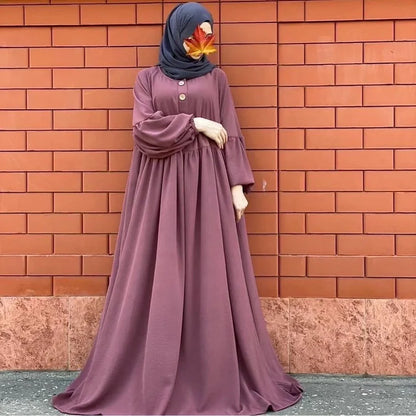 Wood Button Abaya high flair