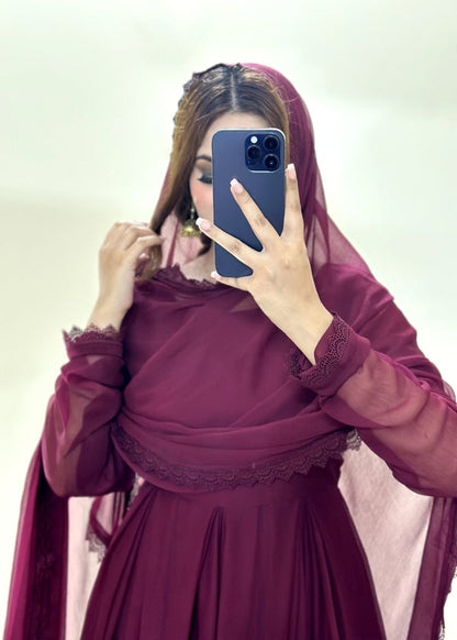 Entic Chiffon Dress 3piece Stitched