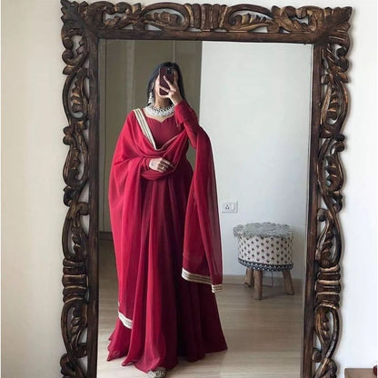 Anarkali-Chiffon maxi and dupatta