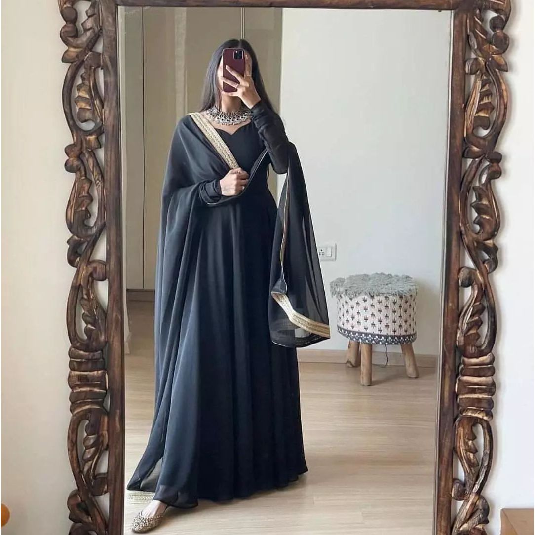 Anarkali-Chiffon maxi and dupatta