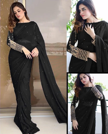 Safina embroidered Pearls Saree