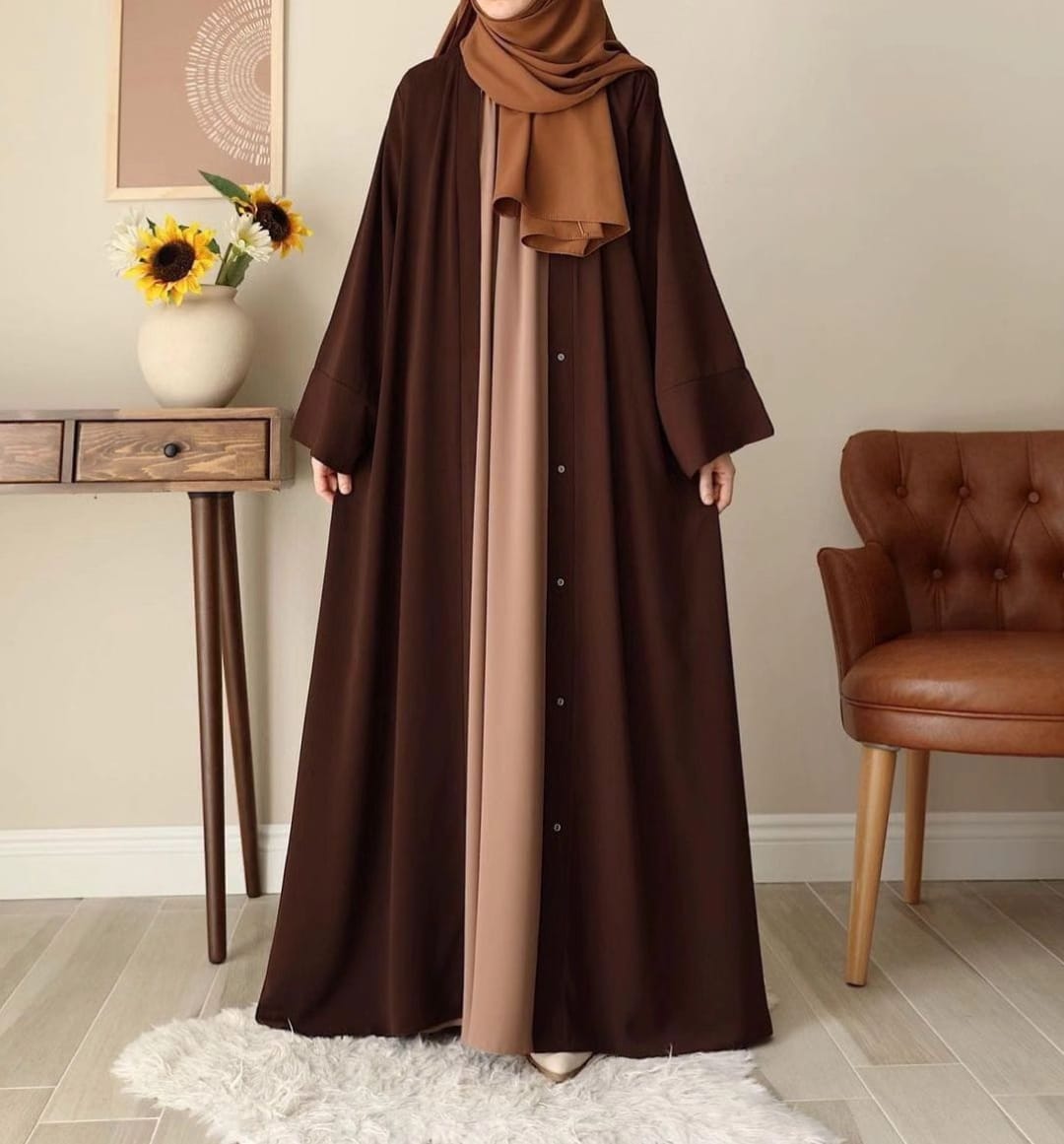 Double abaya with inner attached